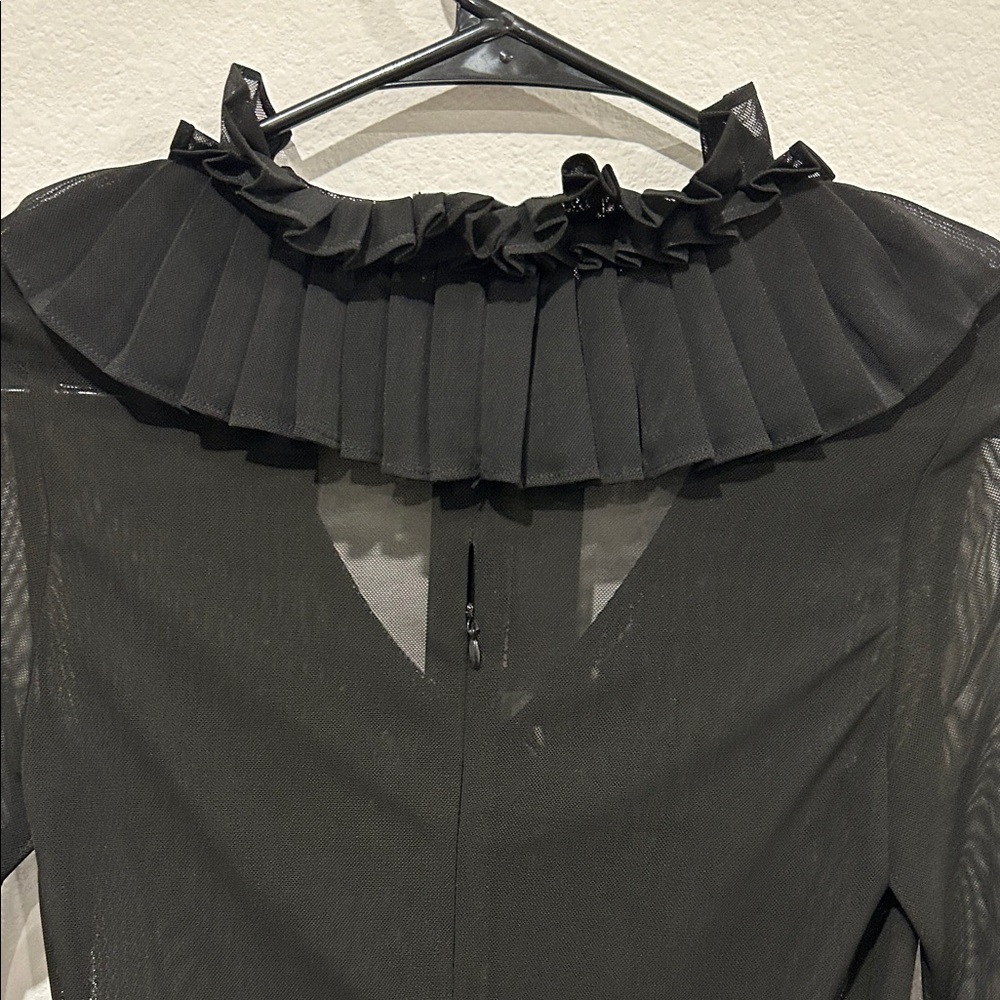 Black Sheer Ruffle Blouse - Picture 4 of 9